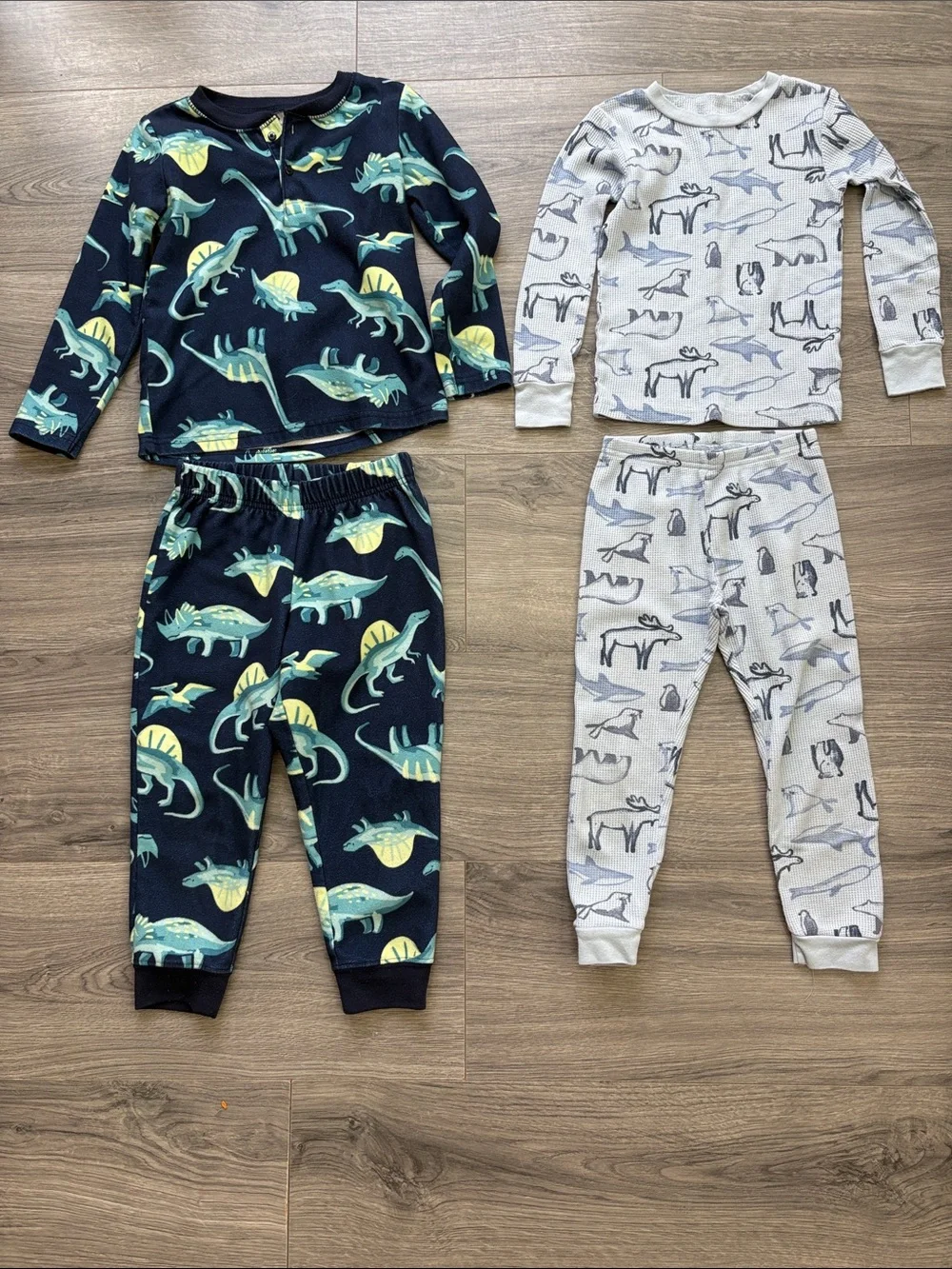 Carter's 2-Pack Dinosaur Pajama Sets - Navy, Light Gray